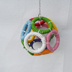 <strong>Parrot</strong> <strong>Bird</strong> <strong>Toys</strong> Colorful Hemp Rope Circle Linglong Ball Swing Birdcage Puzzle Rings <strong>Play</strong> Supplies Pet <strong>Bird</strong> <strong>Toys</strong> - Product Image 3