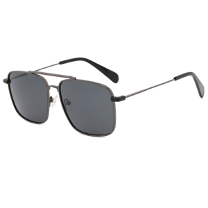 Rectangle Sunglasses Metal Frame Full Rim Dark Gray Lenses 100% UV Protection Unisex Adult Outdoor Activities - Product Image 1