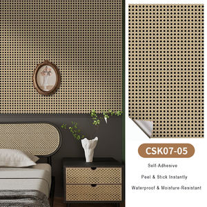 Carta da Parati Autoadesiva Economica e Spessa con Motivi Geometrici e Rattan per Rinnovamento <span class=keywords><strong>Mobili</strong></span> - Product Image 4