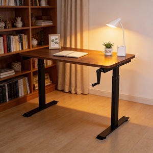 โครงโต๊ะปรับระดับความสูงด้วยมือหมุน ทำจากโลหะสีดำ สำหรับใช้ในสำนักงาน บ้าน ห้องอ่านหนังสือ หรือห้องนอน - Product Image 1