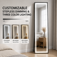 Miroir de salle de bain LED rectangulaire intelligent personnalisable avec éclairage frontal, commande tactile, anti-buée, Bluetooth, pour maquillage