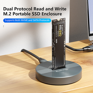 علبة خارجية من الألومنيوم لأقراص SSD نوع <span class=keywords><strong>M</strong></span>.<span class=keywords><strong>2</strong></span> SATA NVME بمقاسات 2230 و2242 و2260 و2280 و22110 مع منفذ USB-C للكمبيوتر المحمول - Product Image 2