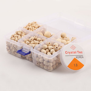 Natural Wood <b>Bead</b> <b>Set</b> Multi Size Round <b>Beads</b> For Bracelet Making DIY Craft Supplies 100Pcs Box - Product Image 2