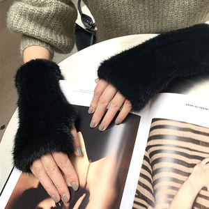 Gants tricotés en <span class=keywords><strong>fourrure</strong></span> <span class=keywords><strong>de</strong></span> vison véritable pour femmes, vente directe d'usine, chaud, élastique, offre spéciale d'hiver - Product Image 5
