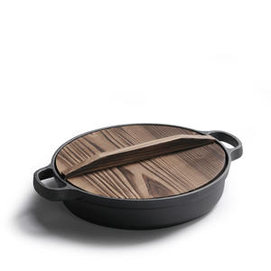 Ustensiles de cuisine écologiques antiadhésifs, woks, poêles <span class=keywords><strong>à</strong></span> frire, poêles, casseroles rondes en fonte pré-assaisonnées avec double anse - Product Image 5