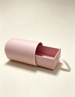Boîte cylindrique en papier rose de luxe, boîte en papier personnalisée avec tiroir et languette à ruban pour emballage cadeau