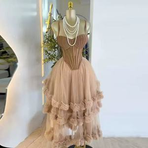 Conjunto de 2 piezas de ropa de verano a la moda para mujer: <span class=keywords><strong>Top</strong></span> corsé irregular sin mangas y <span class=keywords><strong>falda</strong></span> maxi <span class=keywords><strong>con</strong></span> volantes - Product Image 3