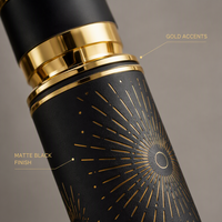 Flacon de parfum vide personnalisé en verre 250 ml bleu marine or décoratif arabe, atomiseur de luxe rechargeable en gros