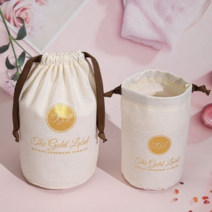 Bolsa de lino de algodón de fondo redondo de promoción para embalaje de vela, bolsa de regalo de algodón de muselina con logotipo de tamaño personalizado - Product Image 1