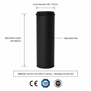 <span class=keywords><strong>Tuyau</strong></span> <span class=keywords><strong>de</strong></span> cheminée réglable en acier inoxydable à double paroi avec revêtement noir, 540-900 mm, pour poêle à granulés <span class=keywords><strong>de</strong></span> bois - Product Image 2