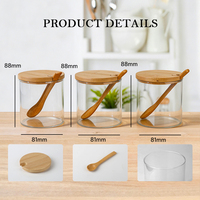 Pot en verre borosilicate avec couvercle en bambou et bouchon en liège, 100ml, 500ml, 1000ml, pour sel, cuillère, bois, fleurs séchées, épices