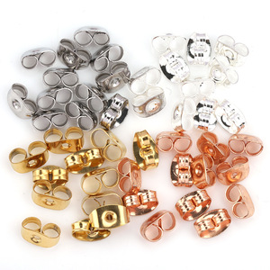 Puntas de mariposa de acero inoxidable en oro, oro rosa y plata, cuadradas, para la fabricación de pendientes, componentes de joyería DIY H1081 - Product Image 1
