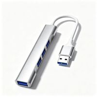 Station d'accueil multifonction USB 3.0 Type-C 4 ports avec lecteur de carte, adaptateur pour ordinateur portable quatre-en-un