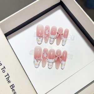 Etiqueta privada personalizada al por mayor 3D piedras preciosas acrílicas envolturas de <span class=keywords><strong>uñas</strong></span> de alta calidad rosa <span class=keywords><strong>azul</strong></span> <span class=keywords><strong>uñas</strong></span> postizas para puntas largas diseño dedo - Product Image 4