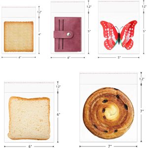 Bolsas de celofán autosellables de 7x7'' 100 piezas, bolsas cuadradas transparentes de plástico OPP para almacenamiento de alimentos - Product Image 4