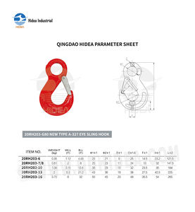 HIDEA G80 단조 슈퍼 합금강 퀀칭 및 템퍼링 처리된 자가 잠금식 하중 하에 자동 잠금되는 A-327 아이 슬링 훅 - Product Image 6