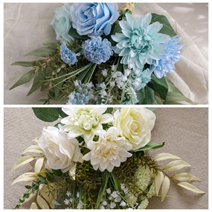 Bouquet de fleurs artificielles Jingxiang, roses blanches en tissu tissé plastique, décoration de mariage et de maison CF01374 - Product Image 3