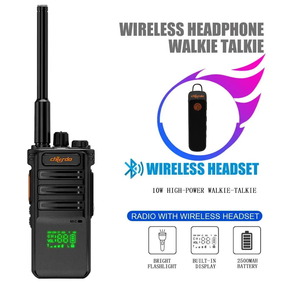 Chierda CD108F PLUS Reliable High Range Bluetooth Earpiece BT5.3 Wireless Security Guard Equipment Walkie talkie