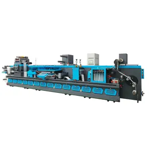 HONTEC MPX-350 Full rotary die cutting machine with buffer and turret rewinder Semi-automatic turret for shrink sleeve