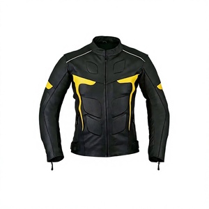 Unisex Full Sleeve <b>Leather</b> Motorcycle Jacket Color Blocked Yellow Black Windproof Anti-UV Breathable Plus Size All Racing Wear - Product Image 1