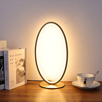 Lampe de bureau LED moderne en plastique avec abat-jour annulaire, contrôle par interrupteur, éclairage intérieur et lumière chaude pour la décoration de la maison