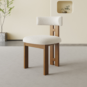 Sedia da pranzo minimalista <span class=keywords><strong>in</strong></span> <span class=keywords><strong>legno</strong></span> <span class=keywords><strong>massello</strong></span> di Design nordico con lussuosa imbottitura morbida, adatta per caffè, alberghi e sgabelli per il trucco. - Product Image 4