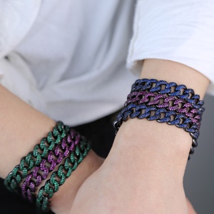 <span class=keywords><strong>Bracelet</strong></span> chaîne cubaine Miami en zircon cubique <span class=keywords><strong>rouge</strong></span>, bleu, vert, coloré, pour femmes, bijoux - Product Image 5