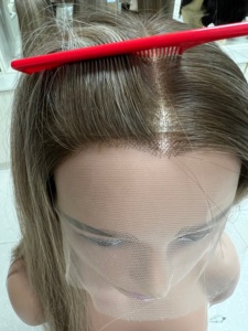 Parrucca Liscia Senza Colla con Frontale in Pizzo HD, 100% Capelli Umani Vergini, Pre-Piumata, Aspetto Naturale per Donne - Product Image 5