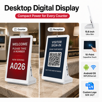 Layar Sentuh Desktop 10.1 Inci Kios Digital Signage Bodi Ultra Tipis Basis Bentuk L Tampilan Iklan Android