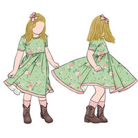 Robe pour enfants Little Glow Kids, nouvelle collection automne-été, respirante, en polyester, à manches courtes, col rond, imprimé floral, pour filles