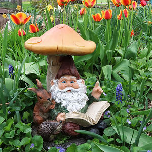 Gnome de jardin <span class=keywords><strong>Bernard</strong></span> le Lecteur avec champignon et lumière solaire - Product Image 4
