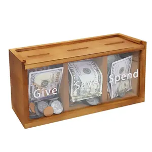 Spend Save Give Piggy Bank for Kids Money Coin Savings Jar Box Safe Money Saver Giving & Saving Money for Children Boys Girls