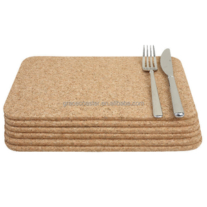 Classic Absorbent Eco-Friendly Cork <strong>Trivet</strong> with Silk Printed Straw Rope Hot Pot and Table Mat Set - Product Image 3