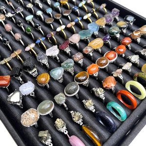 ダイヤモンドリング天然瑪瑙スーパーセブンペライトピーターサイトムーンストーンハーキマーダイヤモンド工場卸売 - Product Image 2