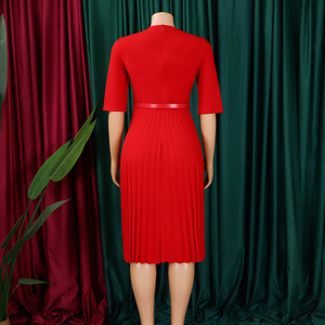 Vestidos de verano modernos D562 para mujer, casuales, elegantes, con cuello en V, media manga, plisados, para oficina, vestidos africanos para mujer. - Product Image 5