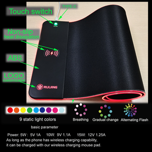 Tappetino per Mouse XXL Rettangolare da Gaming RGB con Caricatore Wireless 15W e Logo <span class=keywords><strong>Personalizzato</strong></span>, 60/120 CM, Materiale in Gomma, Disponibile - Product Image 5
