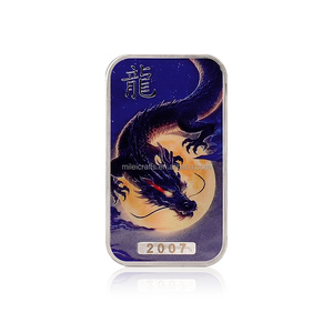 Barre de cuivre fin .999 de 1 once avec gravure laser de différents numéros de série, motif Dragon du <span class=keywords><strong>Zodiaque</strong></span> Chinois et créature mythique imprimée UV - Product Image 3