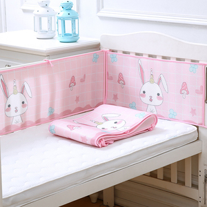 Haute qualité été bébé berceau pare-chocs Kit <span class=keywords><strong>de</strong></span> literie maille respirante Anti-Collision Simple tissé dessin animé motif Portable plié - Product Image 5