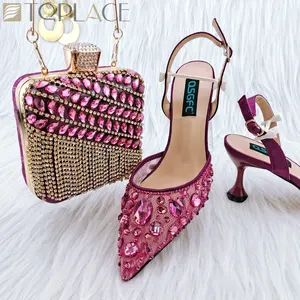 2023 в сочетании с сумочкой в африканском стиле; Комплект из туфель и сумочки в нигерийском стиле обувь и сумка в комплекте обувь в комплекте, итальянская обувь и сумочка, женские элегантные конструкции 2,7 дюйм (ов)
