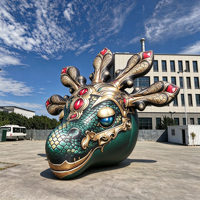 Tête et mains de cerf gonflables géantes de 4 m / 13,12 pi, ballon animal gonflable personnalisé, décoration gonflable pour événements