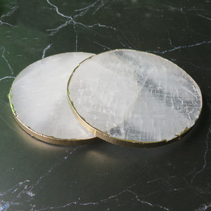Round Gold Edge Plate White <strong>Crystal</strong> <strong>Coasters</strong> for Home Decoration - Product Image 4