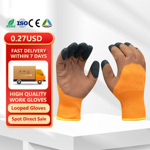 Gran oferta de guantes cálidos de invierno para jardín, espuma de látex marrón con puntas de dedos gruesas y equipo de protección Industrial recubierto de Palma - Product Image 1