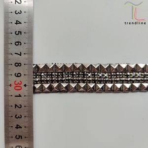 ริบบิ้นตกแต่งแบบร็อคแอนด์โรลเมทัล ประดับหมุดและตะปู ติดบนหมวกด้วยการรีด - Product Image 6