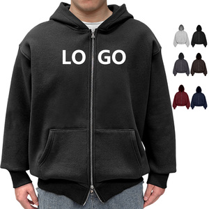 Sudadera con Capucha Ancha de Doble Cremallera, Personalizada, de Algodón 100% Grueso (400-420 gsm), Estilo Crop, para Hombre, de Felpa Francesa, con Cremallera - Product Image 5