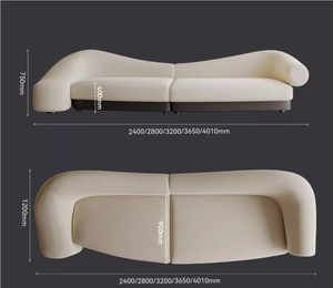 Italiaanse high-end minimalistische Chesterfield driezits halvemaanvormige stoffen bank in crèmekleurige stijl, designmeubilair voor beautysalons en hotels - Product Image 5