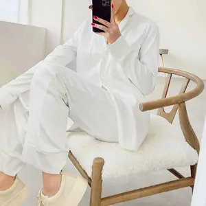 Custom Classic Choice New Cotton Womens Pajama Set with Simple VNeck, Top Stylish Shirt and Long Pants Outfits/