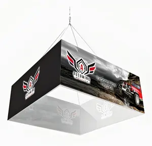 Custom Printing Exhibition Showcases Circle Shape Aluminum Frame Printed Fabric Hanging Banner From Ceiling