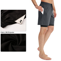 Shorts de course à pied respirants et à séchage rapide pour hommes, en spandex et nylon, décontractés, pour le sport, short de sport 2 en 1 pour hommes