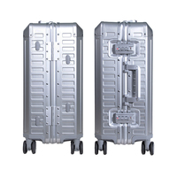Valise de voyage personnalisée avec logo de marque, à roulettes pivotantes et serrure TSA, ensemble de bagages en aluminium pour bagages à main et en soute, vente en gros