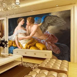 自定义壁画壁纸欧洲油画经典天使角色背景墙画客厅墙纸卧室